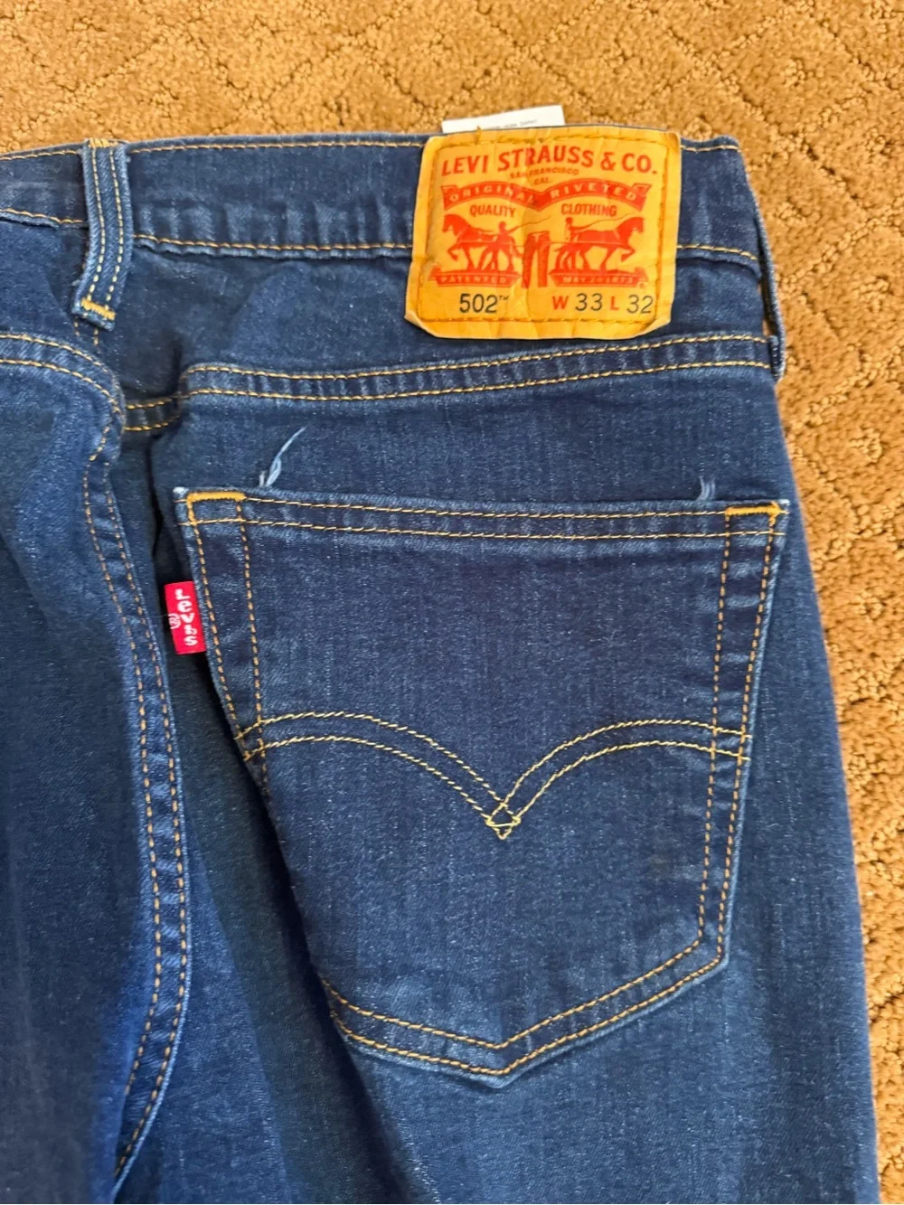 Levi's 502 Blue Dark Wash Tapered Jeans Men’s Size 33x32